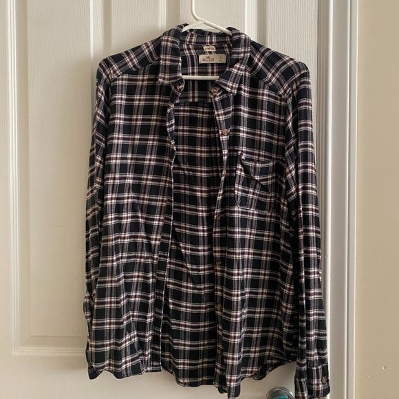 Hollister Navy/Maroon Flannel Shirt - Picture 1 of 2